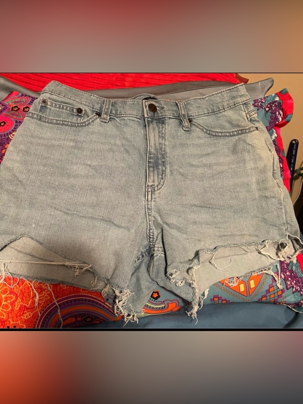 Calvin Klein Size 8/29 Light Blue Distressed Denim Cutoff Shorts